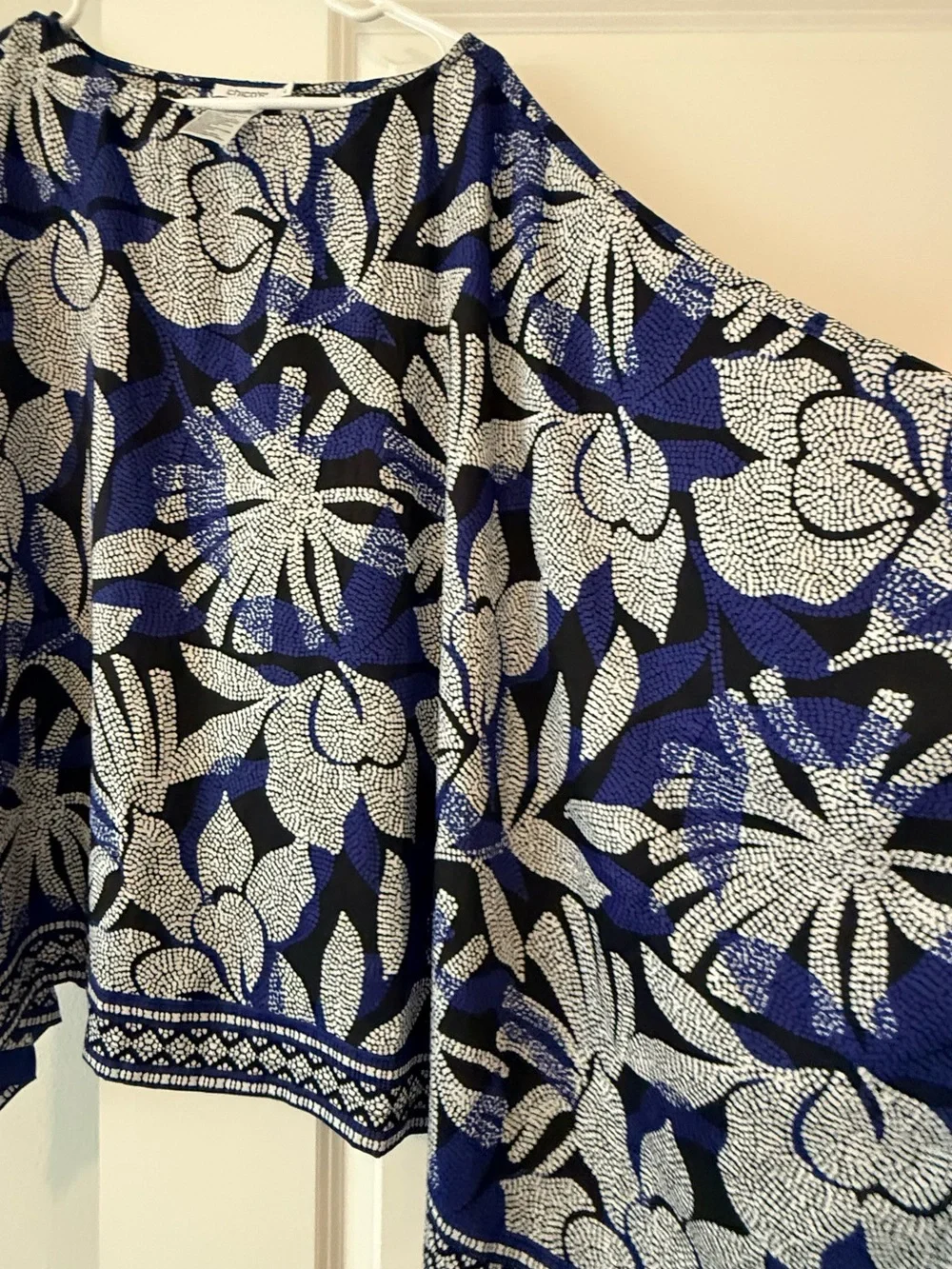 Chico's Blue and White Floral Poncho - Picture 8 of 8